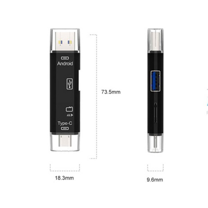 Multi-function 5 In 1 USB 2.0 Type C Memory Card Reader OTG Reader Adapter