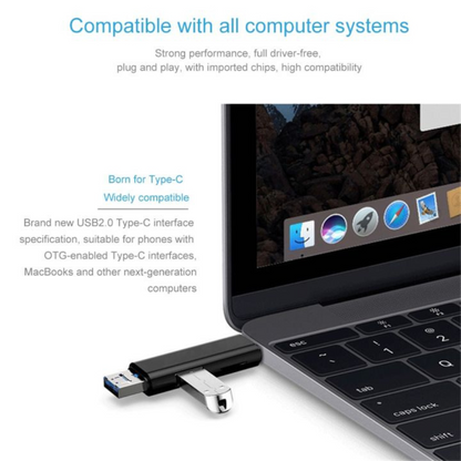 Multi-function 5 In 1 USB 2.0 Type C Memory Card Reader OTG Reader Adapter