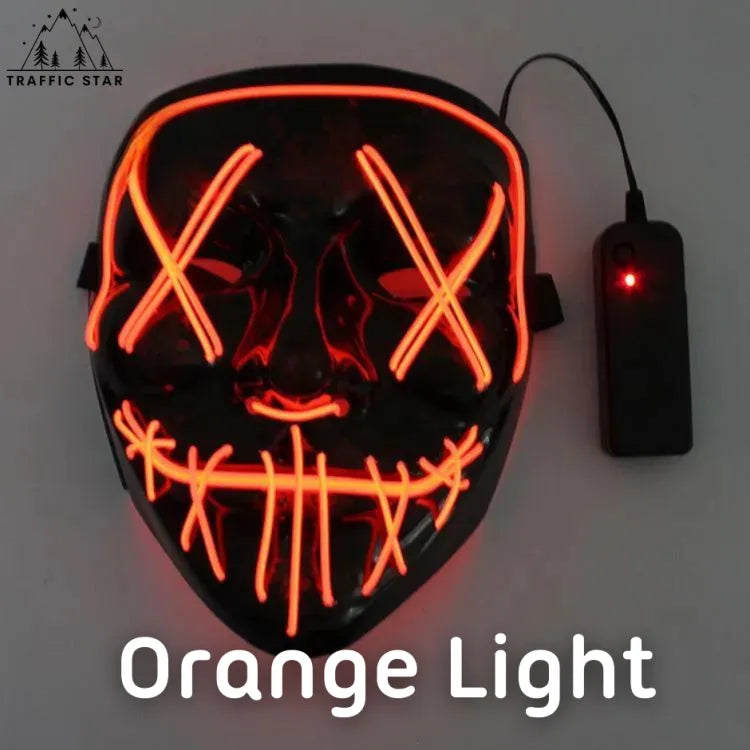Halloween Mask with Ignition for Cosplay LED EL Wire Illuminated for Halloween Festival Party