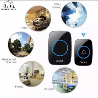 Cacazi Wireless Doorbell, DC Battery Doorbell Range 30 meters Battery Version ( ကြိုးမဲ့လူခေါ်ခေါင်းလောင်း )