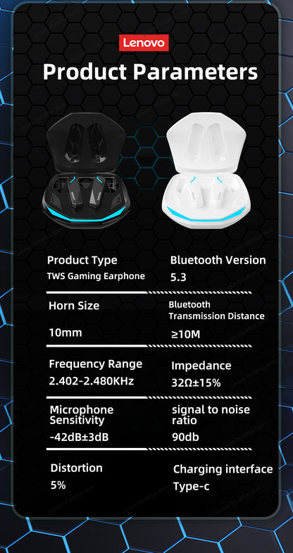 Lenovo GM2 Pro Bluetooth 5.3 TWS Earbuds Low Latency Headset HD call Dual mode Wireless Eurbad