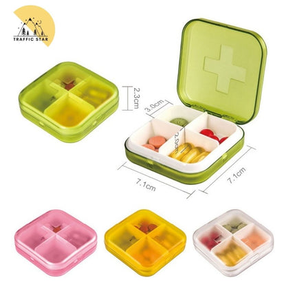 S6 Plastic Medicine Box 4 Grid Portable