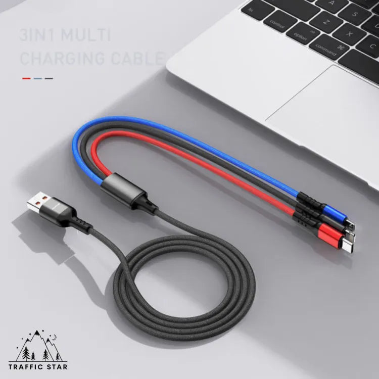 Awei CL-972 3 in 1 charging cable 2.4A fast charging cable Nylon Shield