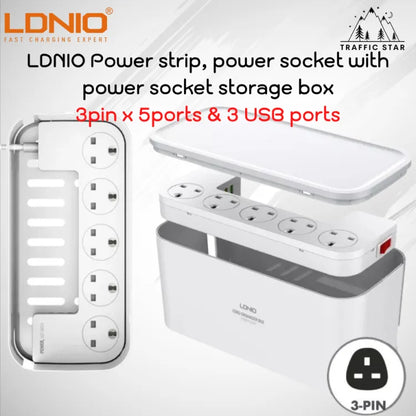 LDNIO Universal Strip, Power Socket With Power Socket Storage Box Socket 5 USB 3 outlet 2500W, Model SC5309