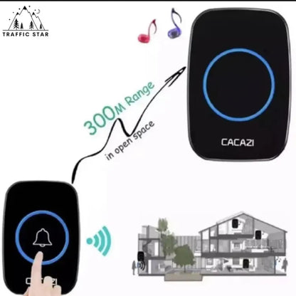 Cacazi Wireless Doorbell, DC Battery Doorbell Range 30 meters Battery Version ( ကြိုးမဲ့လူခေါ်ခေါင်းလောင်း )