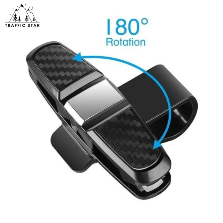 Carbon Fiber Design Car Glasses Clip, Multifunction Dual Clip Car Accessories