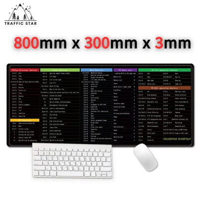 Large Mousepad with Shortcut Labels 800x300x3mm, 800x300x2mm