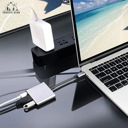 3 in 1 Adapter USB-C to HDMI, USB-C Can Charge PD 60 W USB-A  USB 3.0 5Gbps