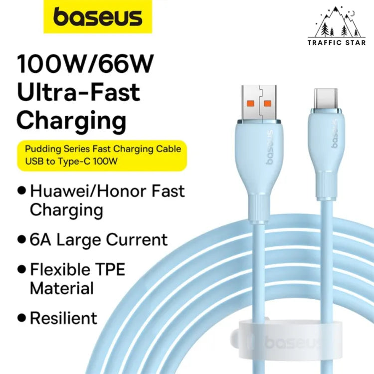 Baseus Pudding Series Fast Charging Cable With High-Speed Data Transmission USB-A to Type-C 100W 6A 1.2M