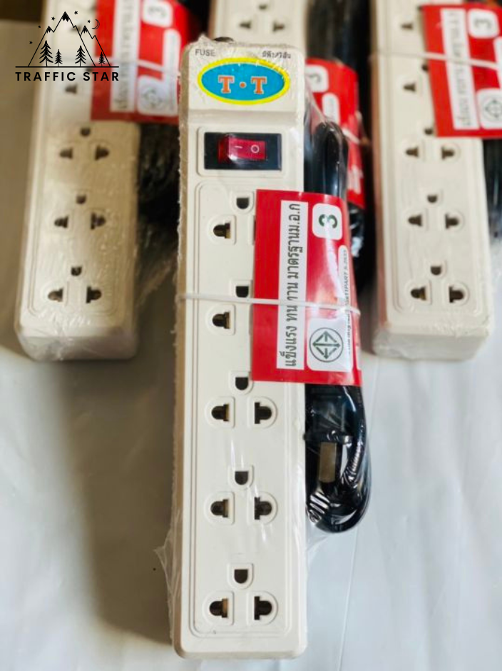 Standard power socket, 5 sockets, 1 switch, 3M cable