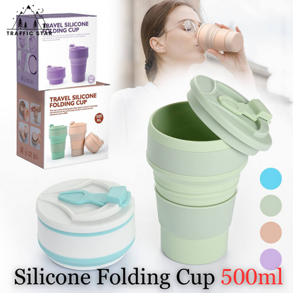 Silicone Folding Cup With Cover 500ml