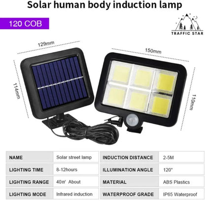 Wall Mount Solar Outdoor COB 120 LED Light