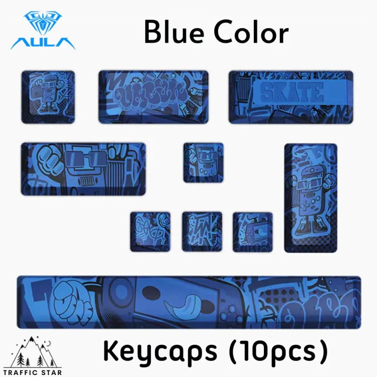 AULA PBT Keycaps 10 Keys Anti-Slip High Quality Removable Keycaps (Keyboard Keycaps 10pcs)