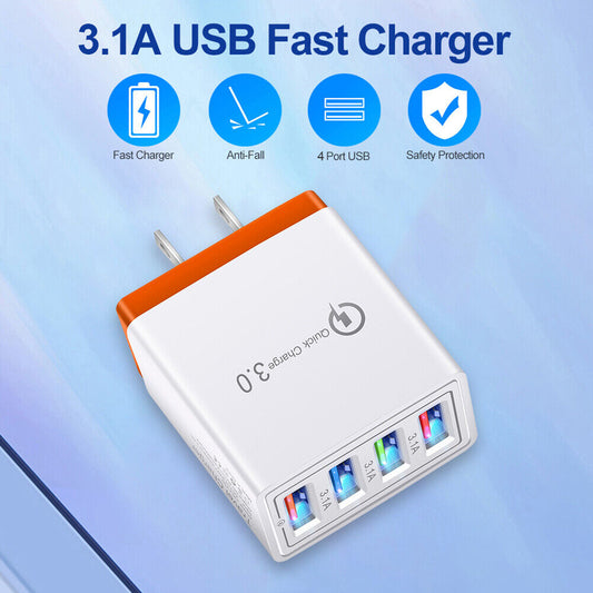 Phone charger 5V/3.1A Quick Charger 4 ports US plug adapter 3.0 Model usb charger