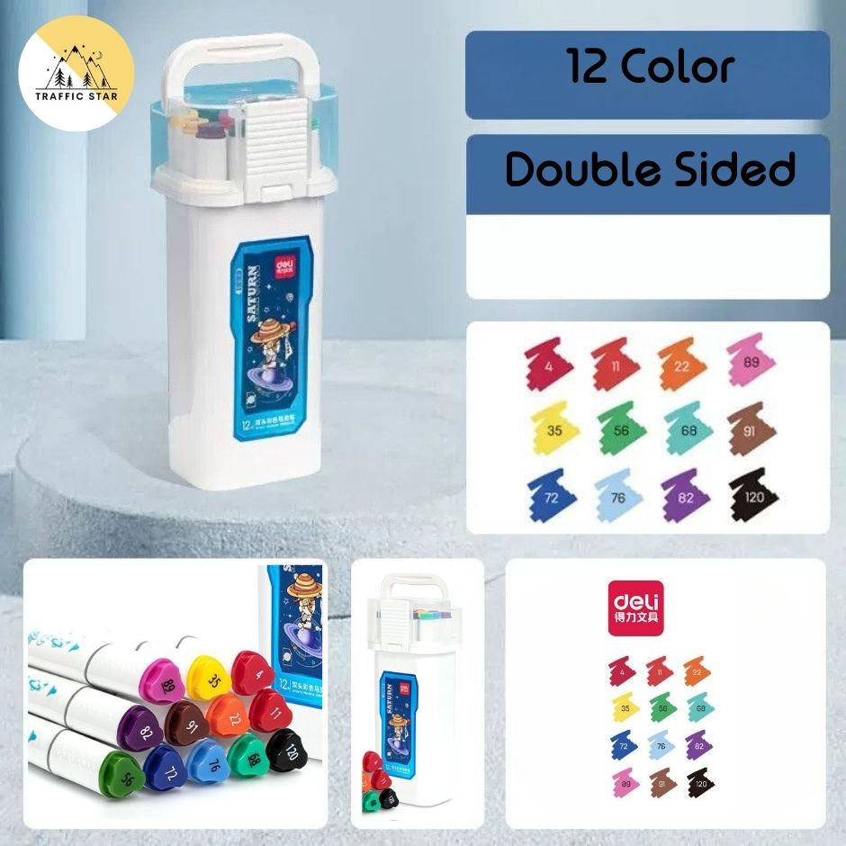 Deli Double Sided Artist Marker 12 Color Box