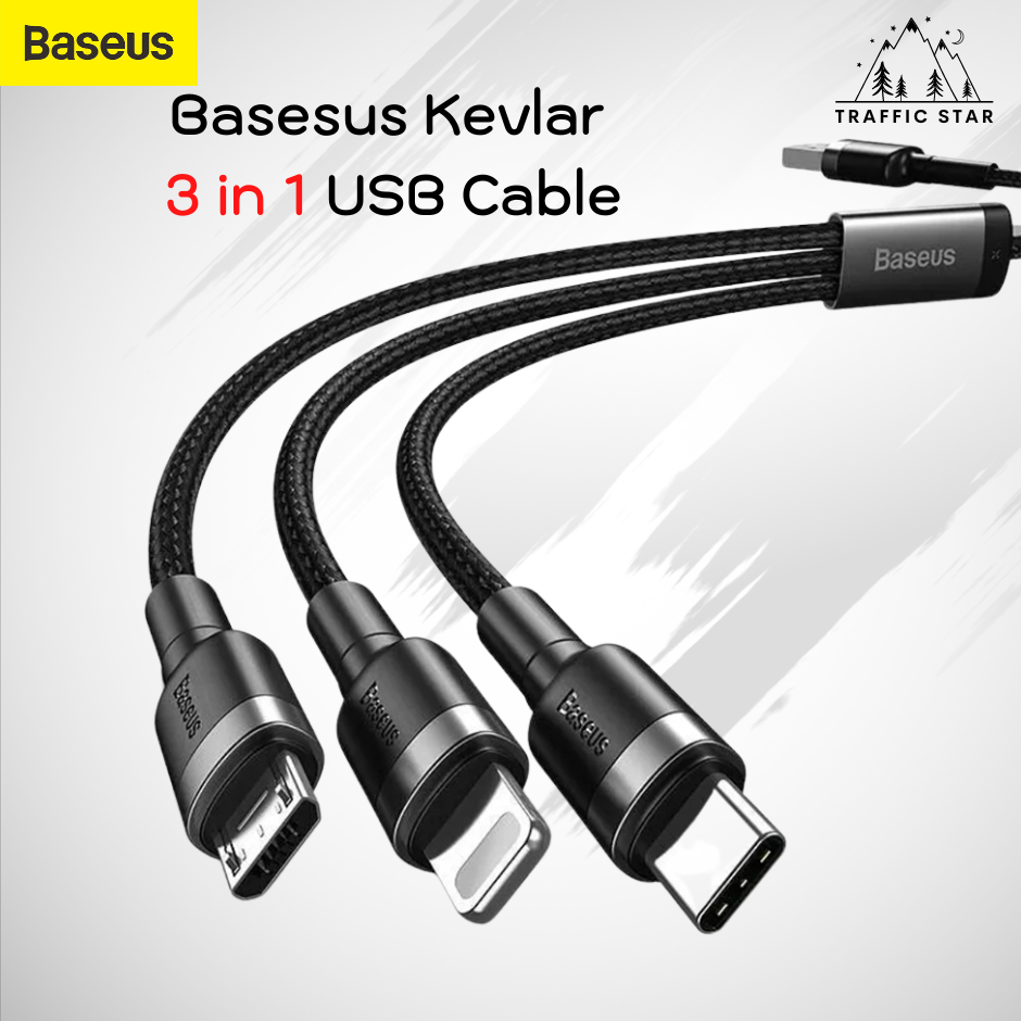 Baseus fast charging cable 3 in 1 USB Cable, Multi cable - Micro, Type C, Lightening