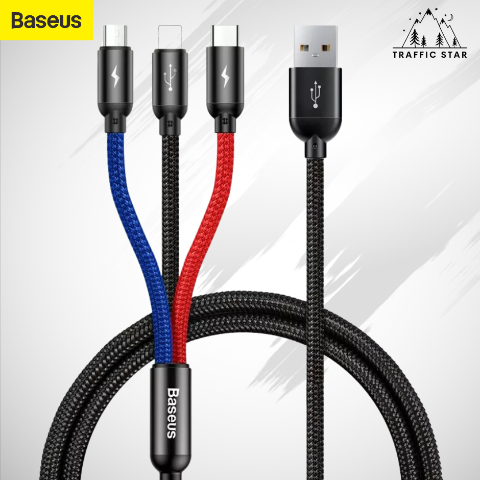 Baseus fast charging cable 3 in 1 USB Cable, Multi cable - Micro, Type C, Lightening