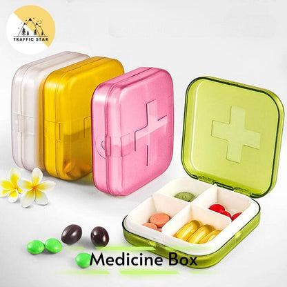 S6 Plastic Medicine Box 4 Grid Portable