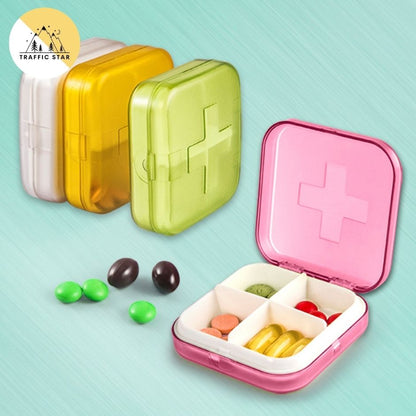 S6 Plastic Medicine Box 4 Grid Portable